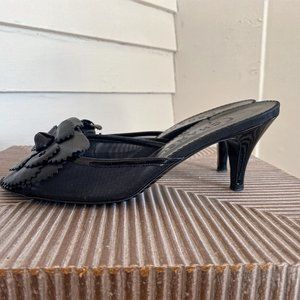 Chanel - Camellia Lambskin Mules Noir 37